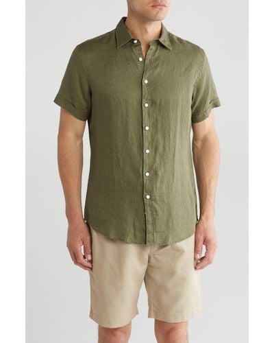 Rodd & Gunn Gray Lynn Linen Short Sleeve Button-up Shirt - Green