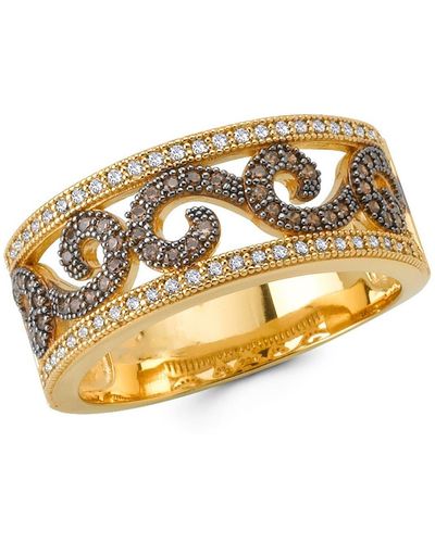Lafonn Gold Plated Filigree Ring With Simulated Diamonds - Metallic