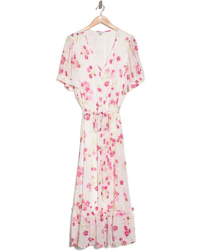 Calvin Klein Ruffle Tie Waist Maxi Dress - Pink