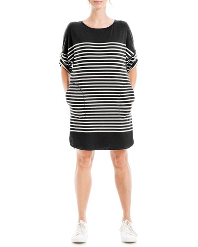 Max Studio Engineered Stripe Dress - Black