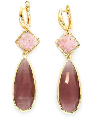 Panacea Stone Drop Earrings - Pink