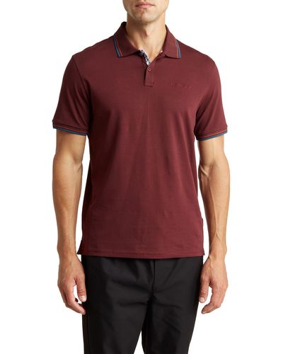 Ben Sherman Regular Fit Tipped Stretch Cotton Polo - Red