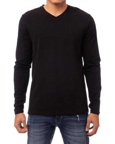 Xray Jeans V-neck Long Sleeve T-shirt - Black