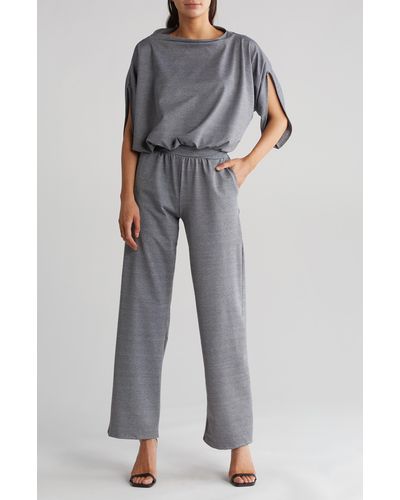 Go Couture Dolman Sleeve Crop Jumpsuit - Gray