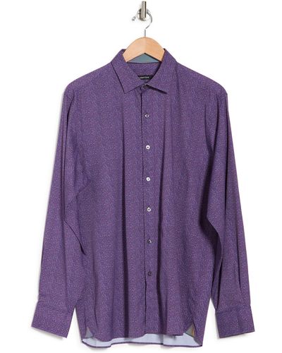 Bugatchi Performance Classic Fit Stretch Herringbone Button-up Shirt In Orchid At Nordstrom Rack - Purple