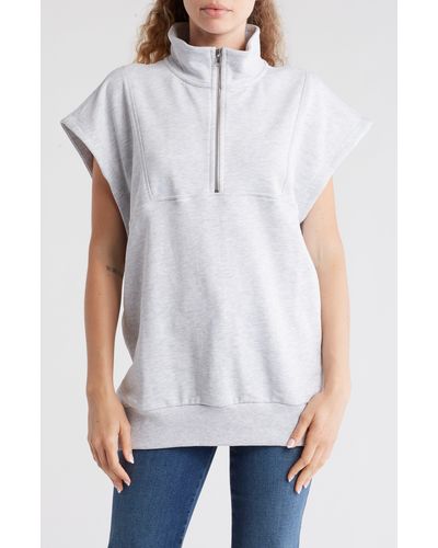 TOPSHOP Sleeveless Quarter Zip Sweatshirt - White
