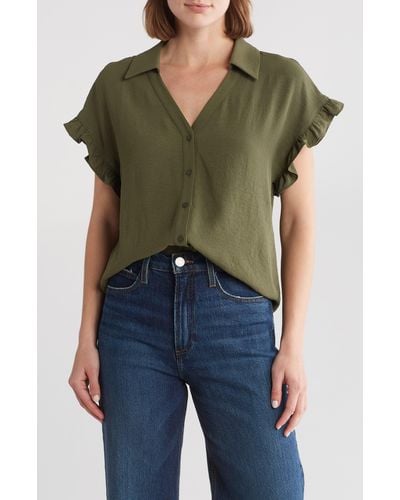 Pleione Crinkle Button-up Shirt - Green
