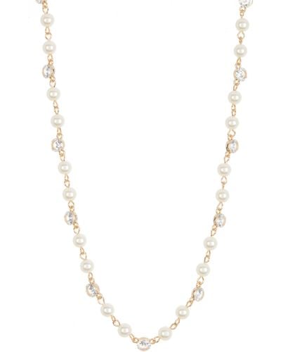 Anne Klein Crystal & Imitation Pearl Collar Necklace - White