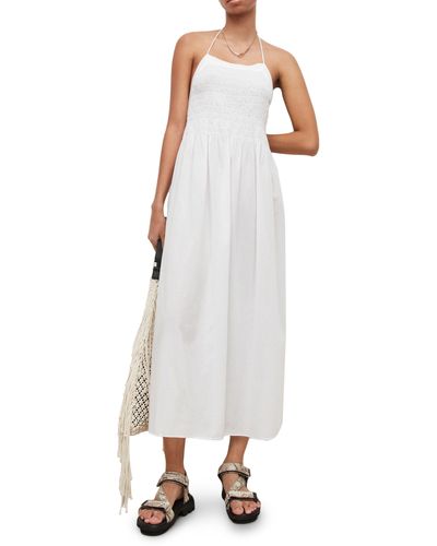 AllSaints Iris Smocked Cotton Maxi Dress - White