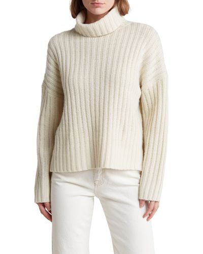 360cashmere Angelica Wool & Cashmere Ribbed Turtleneck Sweater - White