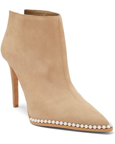 Karl Lagerfeld Cyron Faux Pearl Trimmed Ankle Bootie - Gray