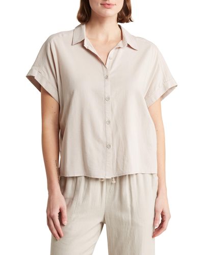 Splendid Padua Short Sleeve Button-up Shirt - Natural