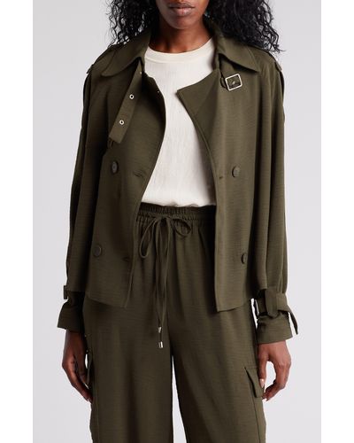Adrianna Papell Crop Trench Coat - Brown