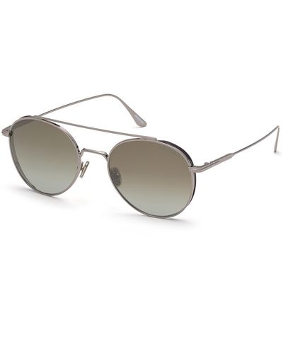 Tom Ford 56mm Round Sunglasses - Metallic