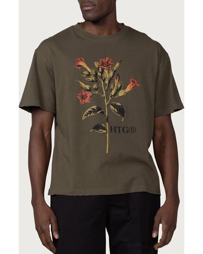 Honor The Gift Oversize Tobacco Flower Graphic Tee - Green