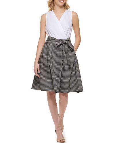 Tommy Hilfiger Utility Stripe Two-fer Dress - Gray