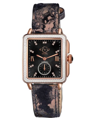 Gv2 Gevril Bari Diamond Leather Strap Watch - Brown