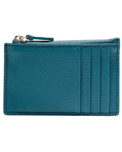 Cole Haan Zip Leather Card Wallet - Blue