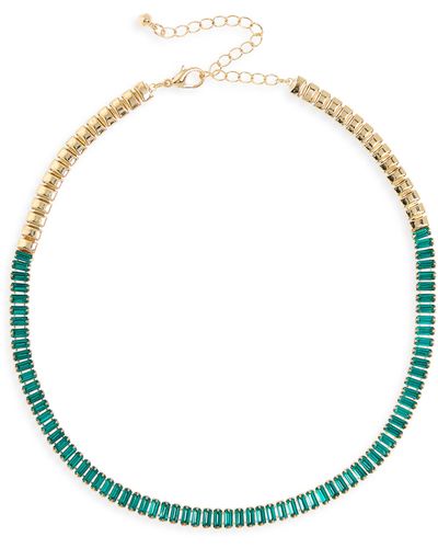 Cara Baguette Crystal Collar Necklace - Metallic