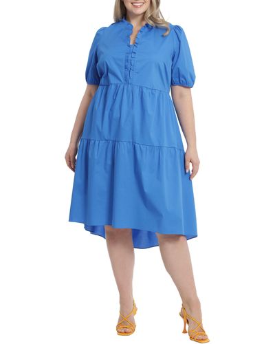 London Times High/low Tiered Dress - Blue