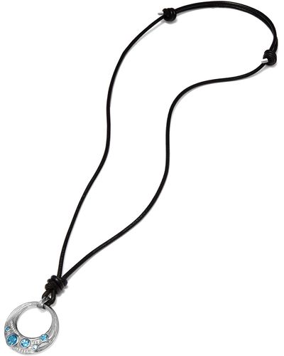 Judith Ripka Santorini London Blue Topaz Leather Necklace - Black