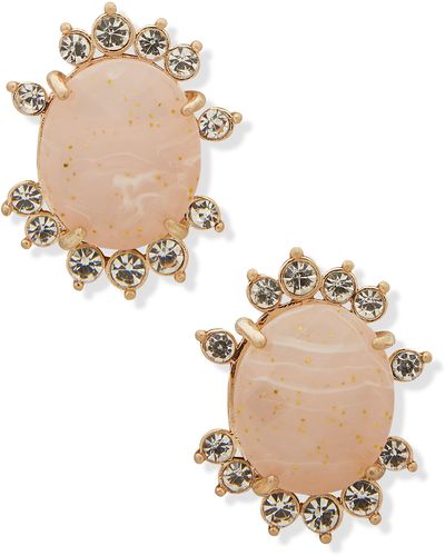 Lonna & Lilly Springtime Sparkle Crackled Stud Earrings - Natural