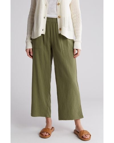 Caslon Cotton Gauze Pull-on Pants - Green