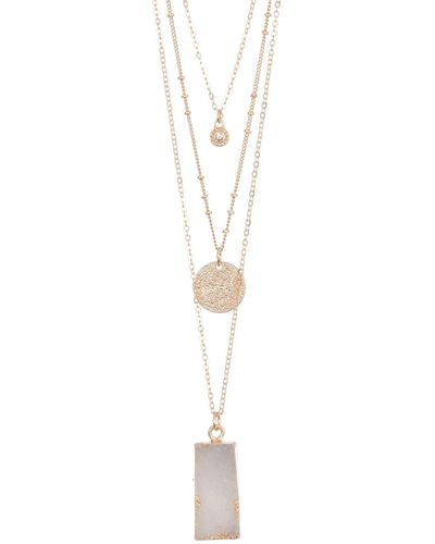 Melrose and Market Druzy Stone Pendant & Charm Layered Necklace - Multicolor