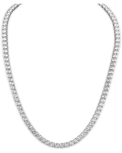 Esquire Platinum Plated Silver Cubic Zirconia Tennis Necklace - Metallic