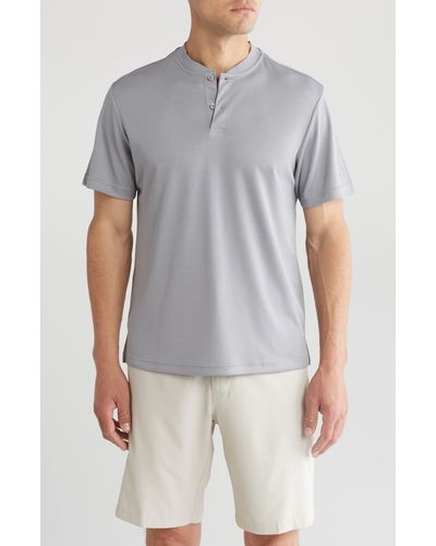 PGA TOUR Short Sleeve Henley Shirt - Gray