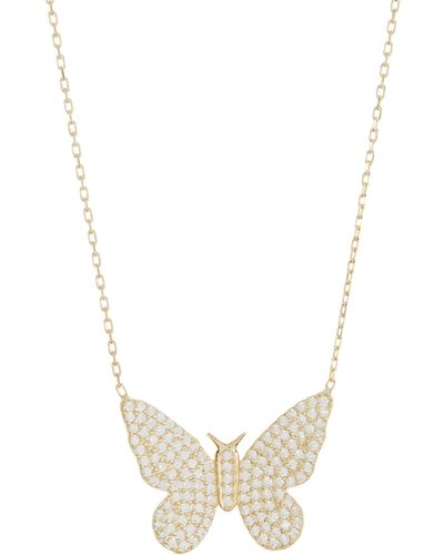 Gabi Rielle Pavé Butterfly Pendant Necklace - Metallic