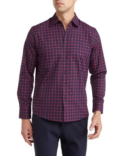 T.R. Premium Plaid Long Sleeve Button-up Shirt - Purple