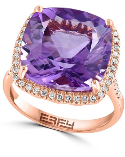 Effy 14k Rose Gold Amethyst & Diamond Ring - Purple