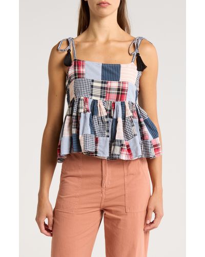 The Great The Dainty Patchwork Sleeveless Top - Blue