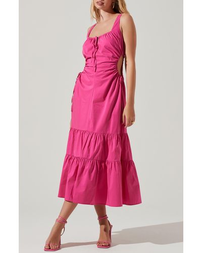 Astr Bridget Sleeveless Cutout Cotton Sundress - Pink