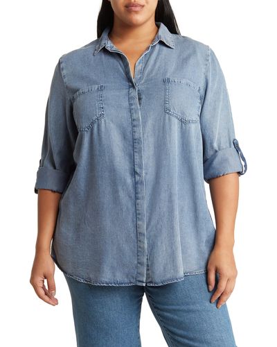 Velvet Heart Riley Long Sleeve ® Lyocell Button-up Shirt - Blue