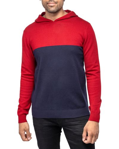 Xray Jeans Colorblock Hooded Sweater - Red