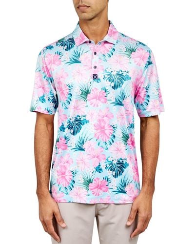 Con.struct Exploded Floral Golf Polo - Blue