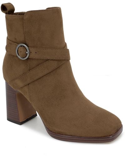 Kensie Axel Block Heel Bootie - Brown