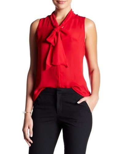 Parker Sleeveless Pussy Bow Blouse - Red