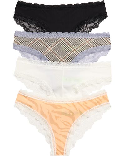 Honeydew Intimates 4-pack Lace Hipster Thongs - Black