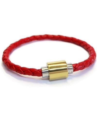 Liza Schwartz Braided Leather Magnetic Bracelet - Red