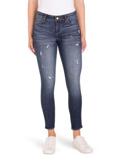 Articles of Society Carly Distressed Ankle Crop Skinny Jeans - Blue
