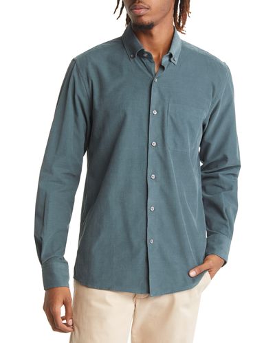 Scott Barber Solid Button-down Baby Corduroy Shirt - Blue