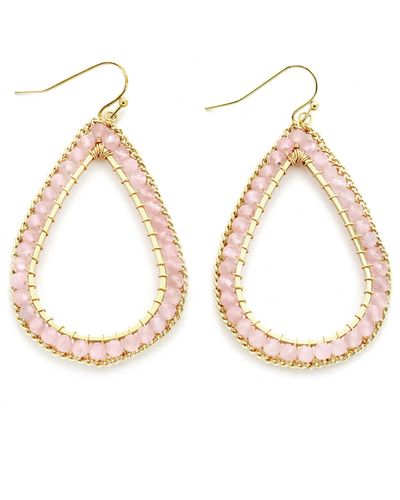 Panacea Pink Crystal Beaded Teardrop Earrings