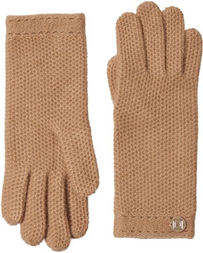 Bruno Magli Cashmere Honeycomb Knit Gloves - Brown