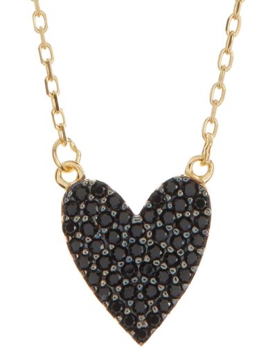 Suzy Levian Goldtone Plated Sterling Silver Pave Cubic Zirconia Heart Necklace - Black