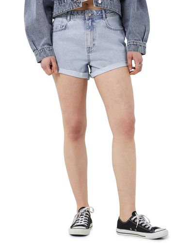 Noisy May Drew Festival High Waist Denim Shorts - Blue