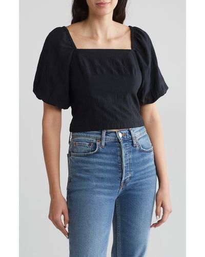 Melrose and Market Puff Sleeve Crop Top - Black