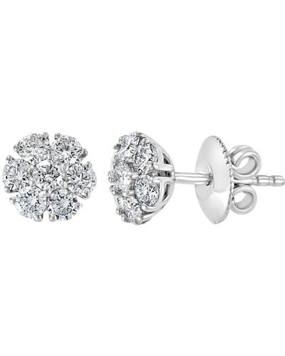 Effy 14k White Gold Diamond Flower Stud Earrings